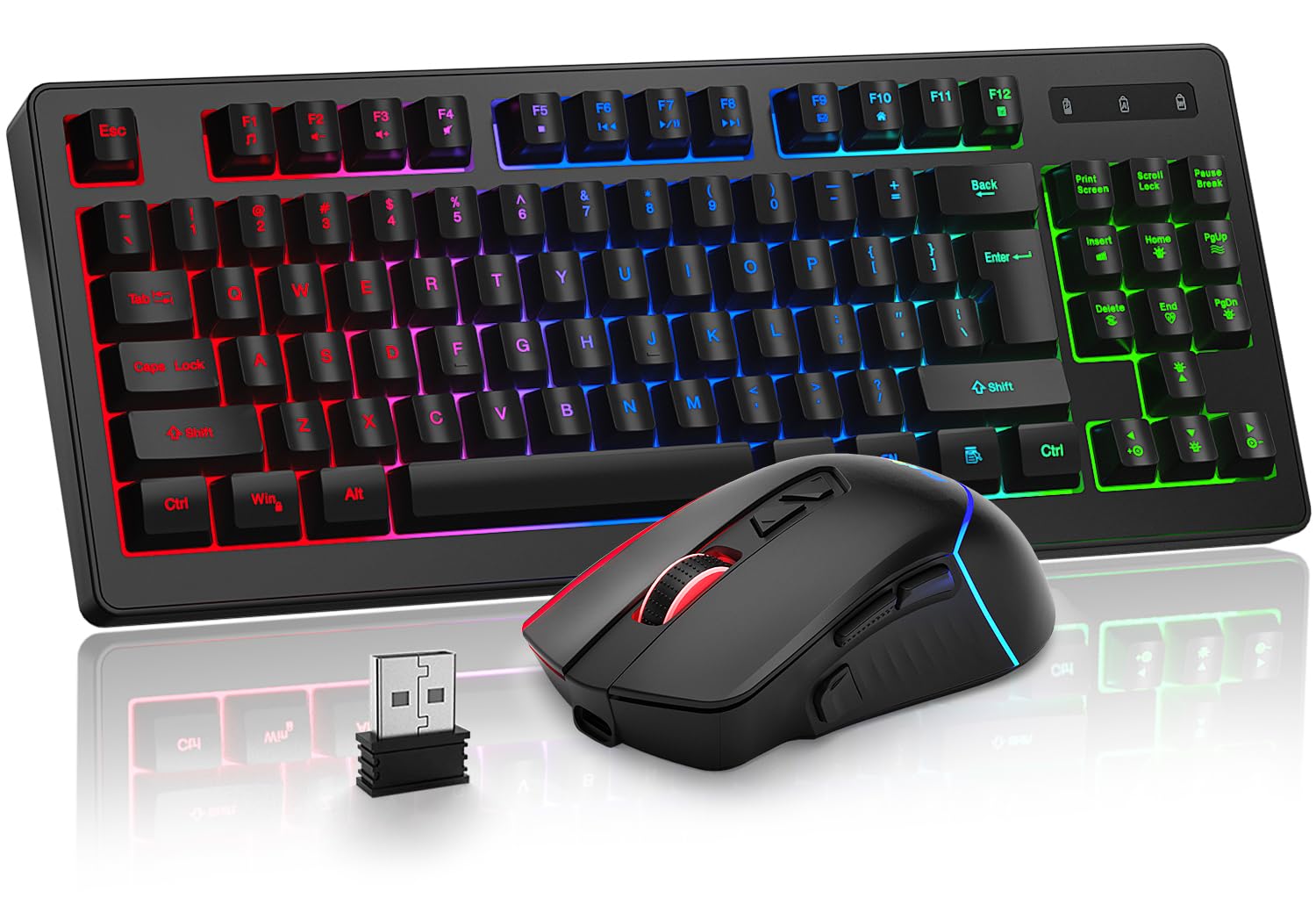 Blue Finger Rainbow Light Up Your Life Gaming Keyboard + Mouse Combo